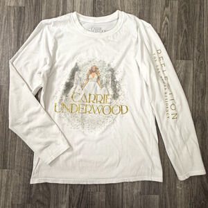 Carrie Underwood Reflection Tour Long Sleeve Shirt Size S White Glitter Graphic